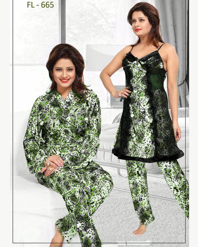 Green Stylish FL-665 - Flourish Exclusive Bridal Nighty Set Collection