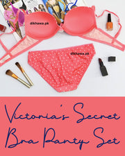 Victoria's Secret - Pushup Bra Panty Sets - Polka Dotted Lace Double Padded Bra