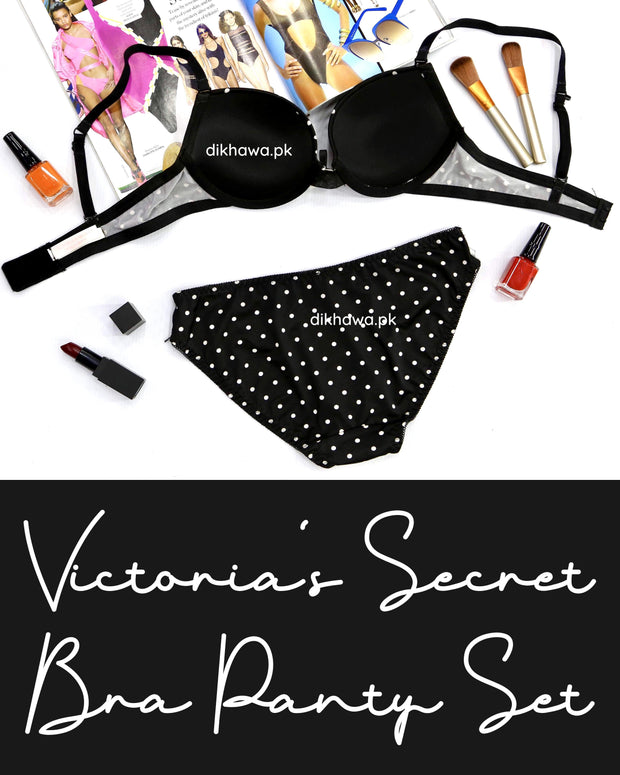 Victoria's Secret - Pushup Bra Panty Sets - Polka Dotted Lace Double Padded Bra