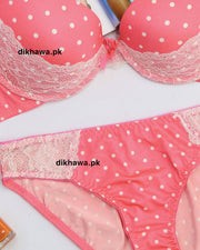 Victoria's Secret - Pushup Bra Panty Sets - Polka Dotted Lace Double Padded Bra