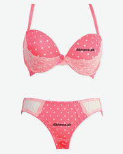 Victoria's Secret - Pushup Bra Panty Sets - Polka Dotted Lace Double Padded Bra