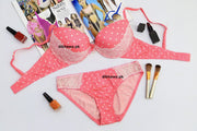 Victoria's Secret - Pushup Bra Panty Sets - Polka Dotted Lace Double Padded Bra