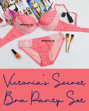 Victoria's Secret - Pushup Bra Panty Sets - Polka Dotted Lace Double Padded Bra