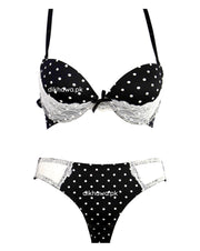 Victoria's Secret - Pushup Bra Panty Sets - Polka Dotted Lace Double Padded Bra