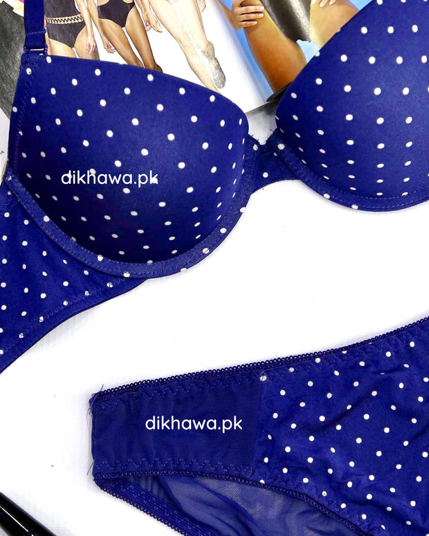 Victoria's Secret - Pushup Bra Panty Set - Polka Dotted Seamless Bra