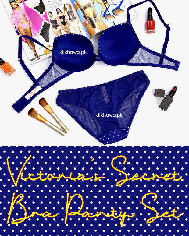 Victoria's Secret - Pushup Bra Panty Set - Polka Dotted Seamless Bra