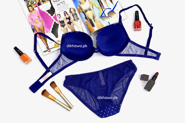 Victoria's Secret - Pushup Bra Panty Set - Polka Dotted Seamless Bra