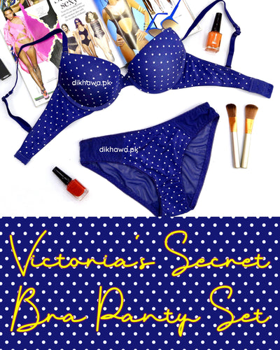 Victoria's Secret - Pushup Bra Panty Set - Polka Dotted Seamless Bra