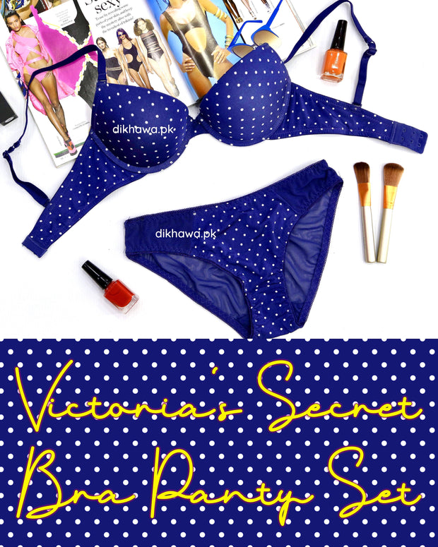 Victoria's Secret - Pushup Bra Panty Set - Polka Dotted Seamless Bra