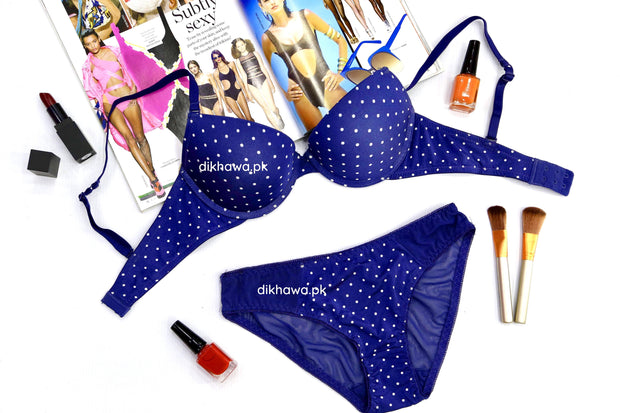 Victoria's Secret - Pushup Bra Panty Set - Polka Dotted Seamless Bra