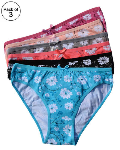 Pack of 3 - Sexy Bridal Flower Print Cotton Panty For Ladies