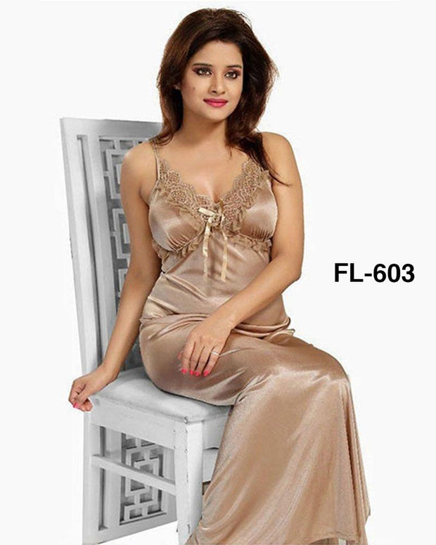 Flourish Nighty FL-603 - 2Pcs Bridal Nighty Set - Long Nighty