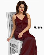 Flourish Nighty FL-603 - 2Pcs Bridal Nighty Set - Long Nighty