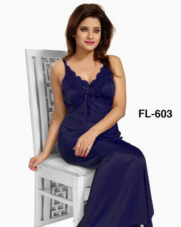 Flourish Nighty FL-603 - 2Pcs Bridal Nighty Set - Long Nighty