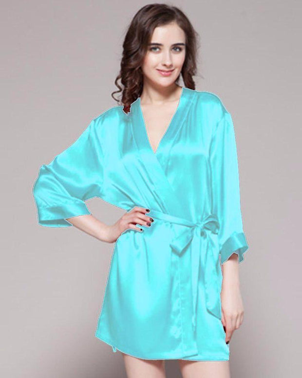 Aqua - Sky Blue - 100% Polyester Satin Gown - GWN 11 AQ - Ladies Gown - diKHAWA Online Shopping in Pakistan