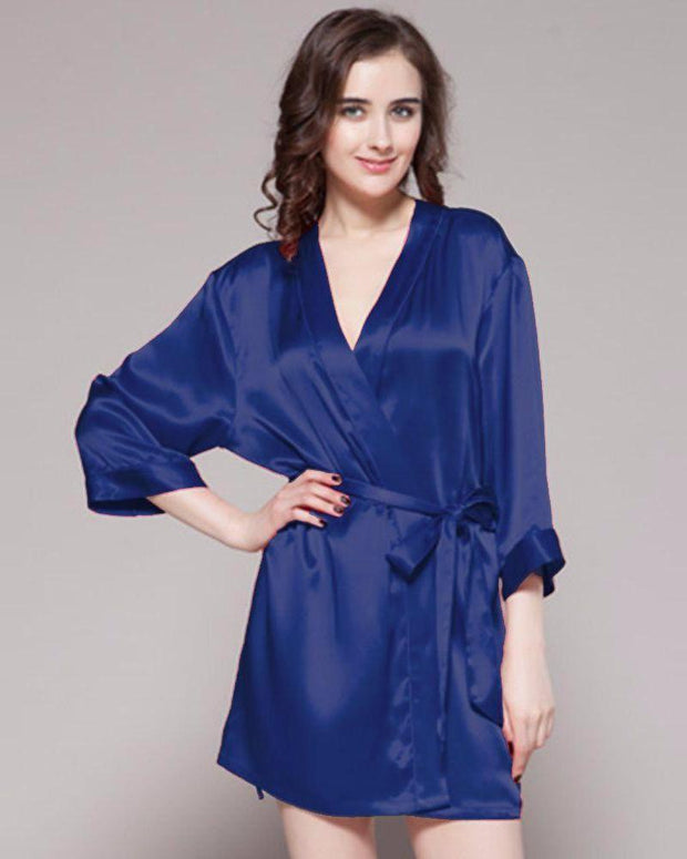 Navy Blue - 100% Polyester Satin Gown - GWN 11 NV - Ladies Gown - diKHAWA Online Shopping in Pakistan