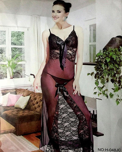 Bridal Sexy See Through Long Lace Nighty - H-048JC
