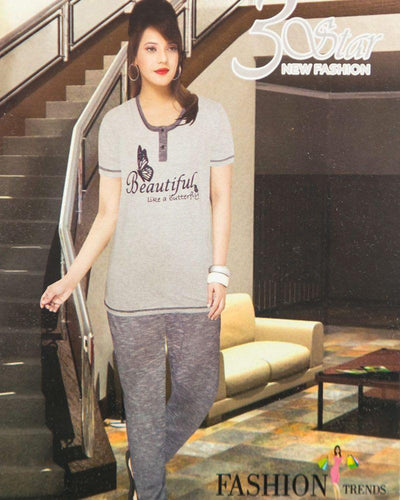 Ladies Nightdress & Pajama Sets with T-shirt by 3 Star - Grey & Blue