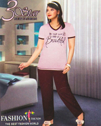 Ladies Nightdress & Pajama Sets with T-shirt by 3 Star - Purple