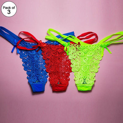 Pack of 3 Embroidered Panty - Ladies Embroidered Panty