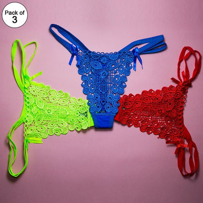 Pack of 3 Embroidered Panty - Ladies Embroidered Panty