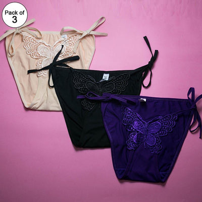Pack of 3 - Butterfly Bikini Type Underwear For Women
