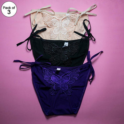 Pack of 3 - Butterfly Bikini Type Underwear For Women