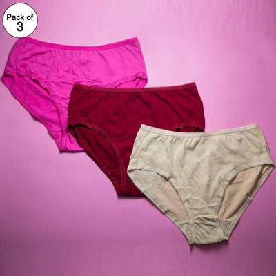 Pack of 3 - Plain Soft Cotton Panty For Women - FL-517