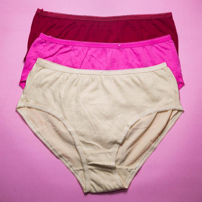 Pack of 3 - Plain Soft Cotton Panty For Women - FL-517