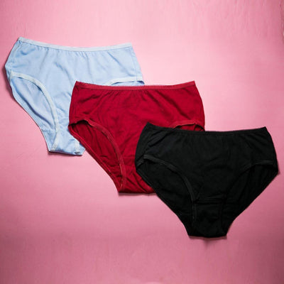 Pack of 3 - Plain Soft Cotton Panties For Women - FL-517