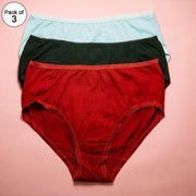 Pack of 3 - Plain Soft Cotton Panties For Women - FL-517