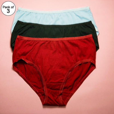 Pack of 3 - Plain Soft Cotton Panties For Women - FL-517