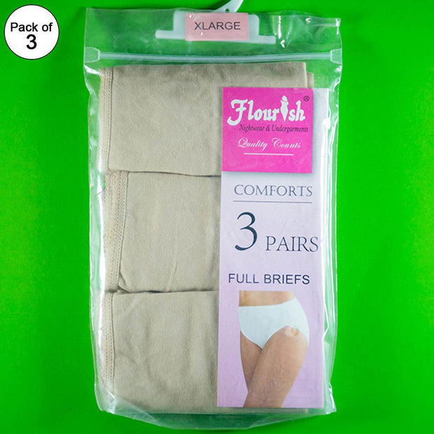 Pack of 3 - Full Briefs - Flourish Cotton Panty - FL-512