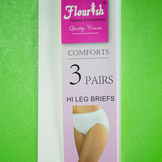 Pack of 3 - Hi Leg Briefs - Flourish Cotton Panty - FL-511