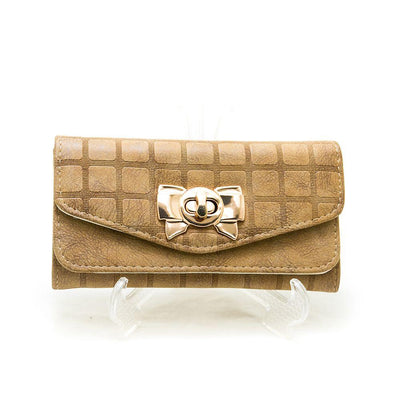 Fancy Hand Purse For Ladies – Brown With Golden Buckle – HPS-16 - Ladies Purse - diKHAWA Online Shopping in Pakistan