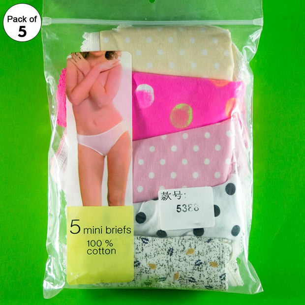 Pack of 5 - 100% Cotton Mini Briefs - Flourish Mix Designs Cotton Panty - 5388