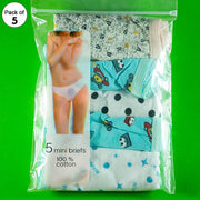 Pack of 5 - Mini Briefs 100% Cotton - Flourish Mix Designs Cotton Panty - 5387