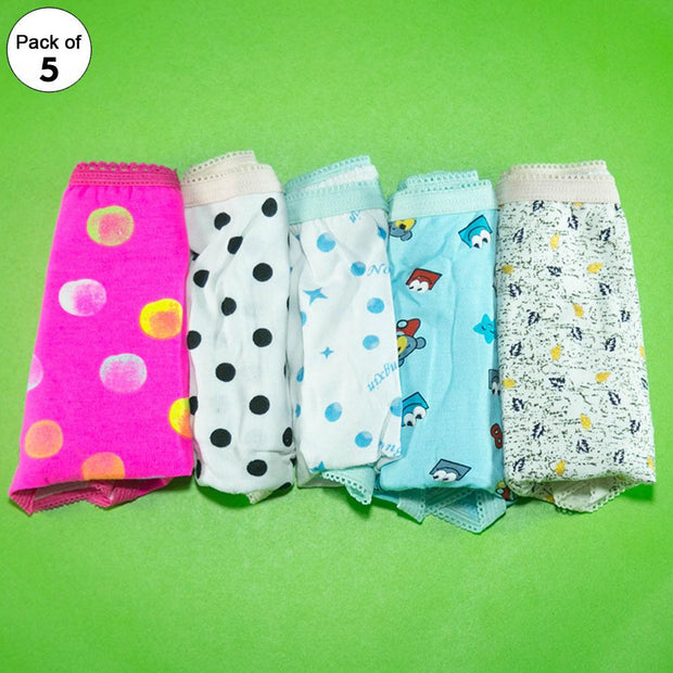Pack of 5 - 100% Cotton Mini Briefs - Flourish Mix Designs Cotton Panty - 5388