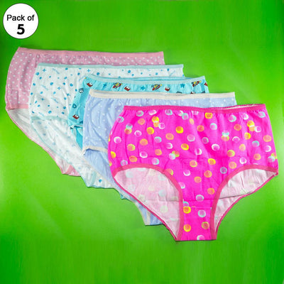 Pack of 5 - 100% Cotton Full Briefs - Flourish Mix Designs Cotton Panty - 5389