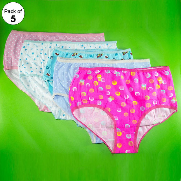 Pack of 5 - 100% Cotton Full Briefs - Flourish Mix Designs Cotton Panty - 5389