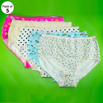 Pack of 5 - 100% Cotton Full Briefs - Flourish Mix Designs Cotton Panty - 5389