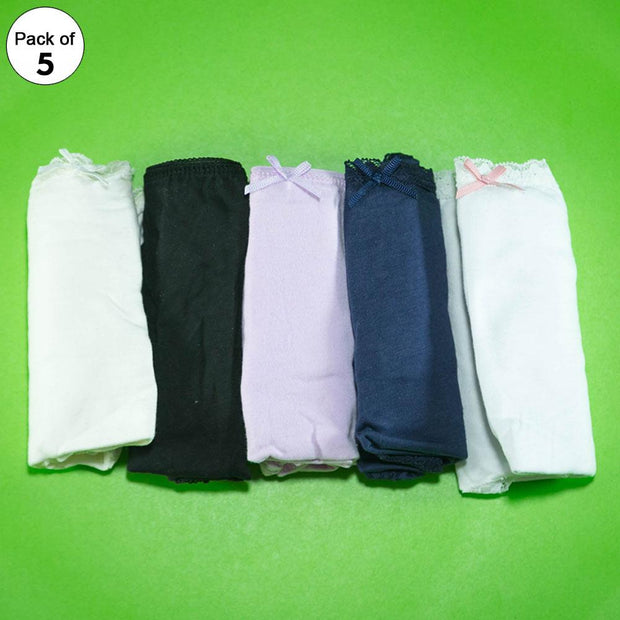 Pack of 5 - 100% Cotton Full Briefs - Flourish Mix Designs Cotton Panty - 18