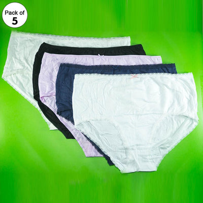 Pack of 5 - 100% Cotton Full Briefs - Flourish Mix Designs Cotton Panty - 18