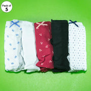 Pack of 5 - 100% Cotton Full Briefs - Flourish Mix Designs Cotton Panty - 18