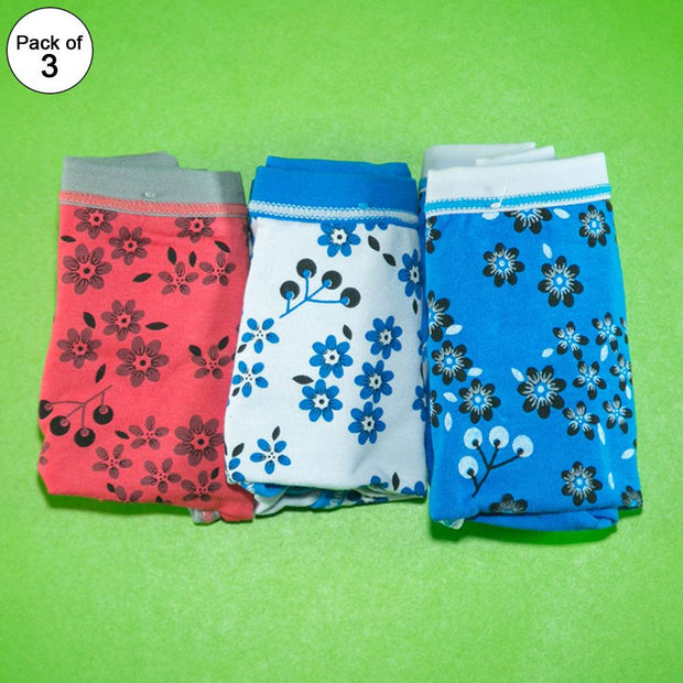 Pack of 3 - Women's Stretch Panty - Flourish Mix Colors Cotton Panty - H3167