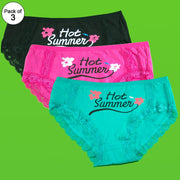 Pack of 3 - Women's Stretch Panty - Flourish Mix Colors Cotton Panty - H5820