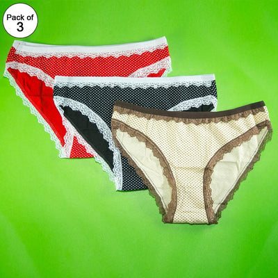 Pack of 3 - Women's Stretch Panty - Flourish Mix Colors Cotton Panty - 9022