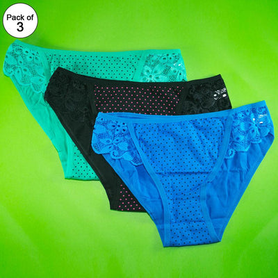 Pack of 3 - Women's Stretch Panty - Flourish Mix Colors Cotton Panty - Q6017