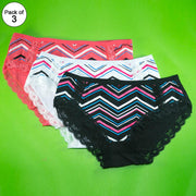 Pack of 3 - Women's Stretch Panty - Flourish Mix Colors Cotton Panty - H5824