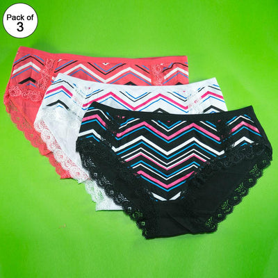 Pack of 3 - Women's Stretch Panty - Flourish Mix Colors Cotton Panty - H5824